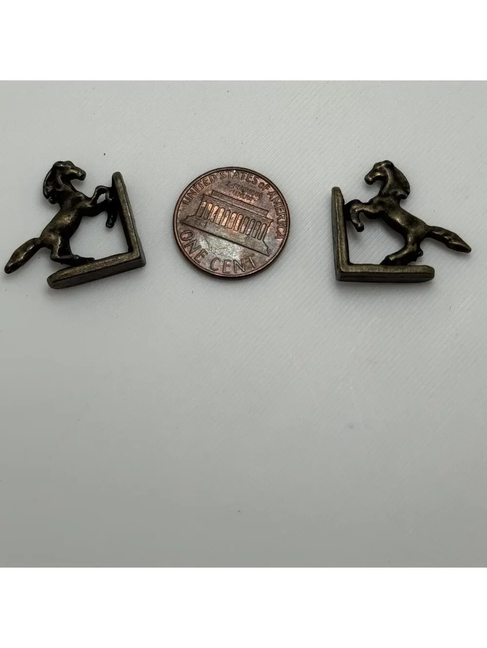 Miniature Horse Bookends Dollhouse‎ Metal Stallion Set Book Ends Library Office